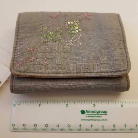 Lilu brand gray butterfly fabric purse and wallet - Picture 6 of 8
